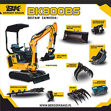 Міні-екскаватор Berger Kraus BK800BS з комплектним обладнанням, фото 3