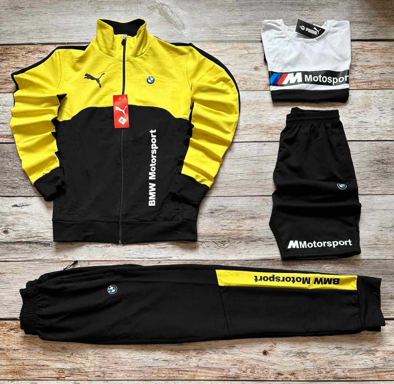 Комплект чоловічий Bmw motorsport спортивний костюм шорти футболка весняний осінній літній Бмв жовтий