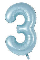 Фольгована кулька цифра «3» блакитна 32 під гелій в уп. (Китай)