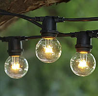 Вулична гірлянда під 10 ламп Е27 220В 10метрів IP44 чорна,можливе послідовне з'єднання