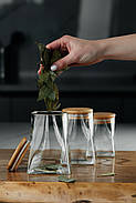 Ємність скляна з бамбуковою кришкою "Конус" 350 мл, фото 3