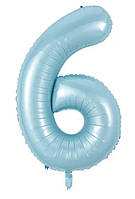 Фольгована кулька цифра «6» блакитна 32 під гелій в уп. (Китай)