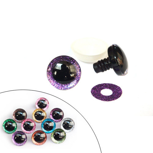 Очі для іграшок 9-мм кольорові гвинтові з фіксатором 30 шт., пластикові
