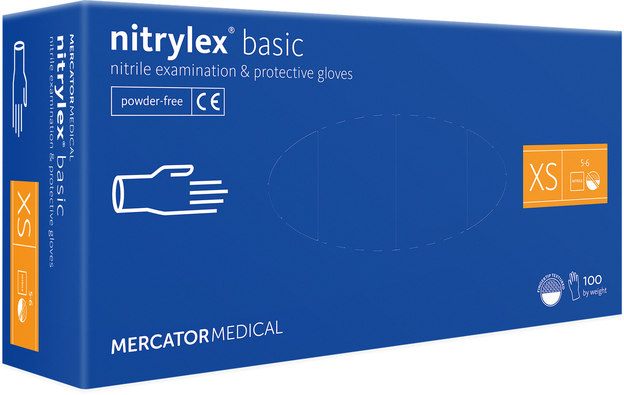 Рукавички нітрилові Nitrylex BASIC без пудри 100шт XS