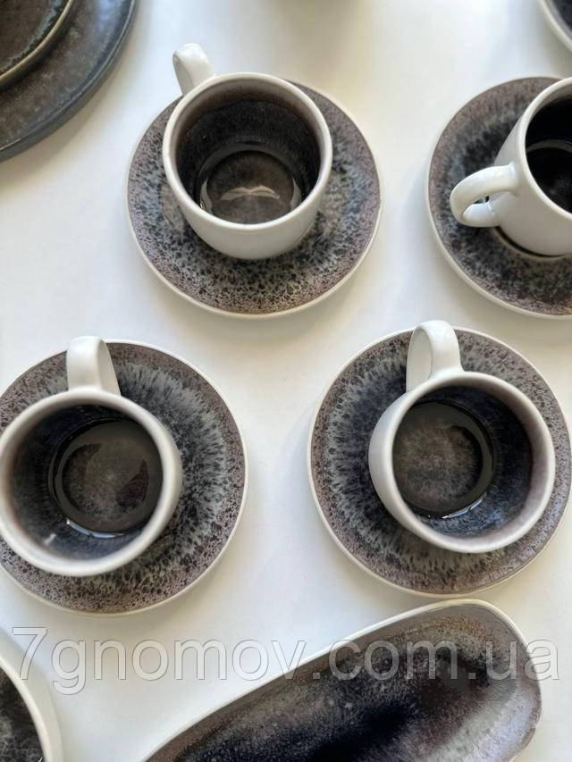 Кавовий набір для еспресо на 4 персони сірий Агат