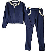 Синий школьный костюм для девочки пиджак+ брюки Турция