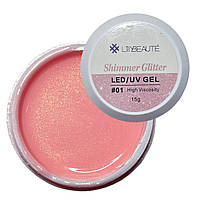 Гель із шиммером для нарощування нігтів Lilly Beaute №01, 15мл
