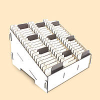 Подставка-органайзер кардхолдер для карточек, номерков, пластиковых карт «CD»(лхдф) на 60 ячеек (411149) белый