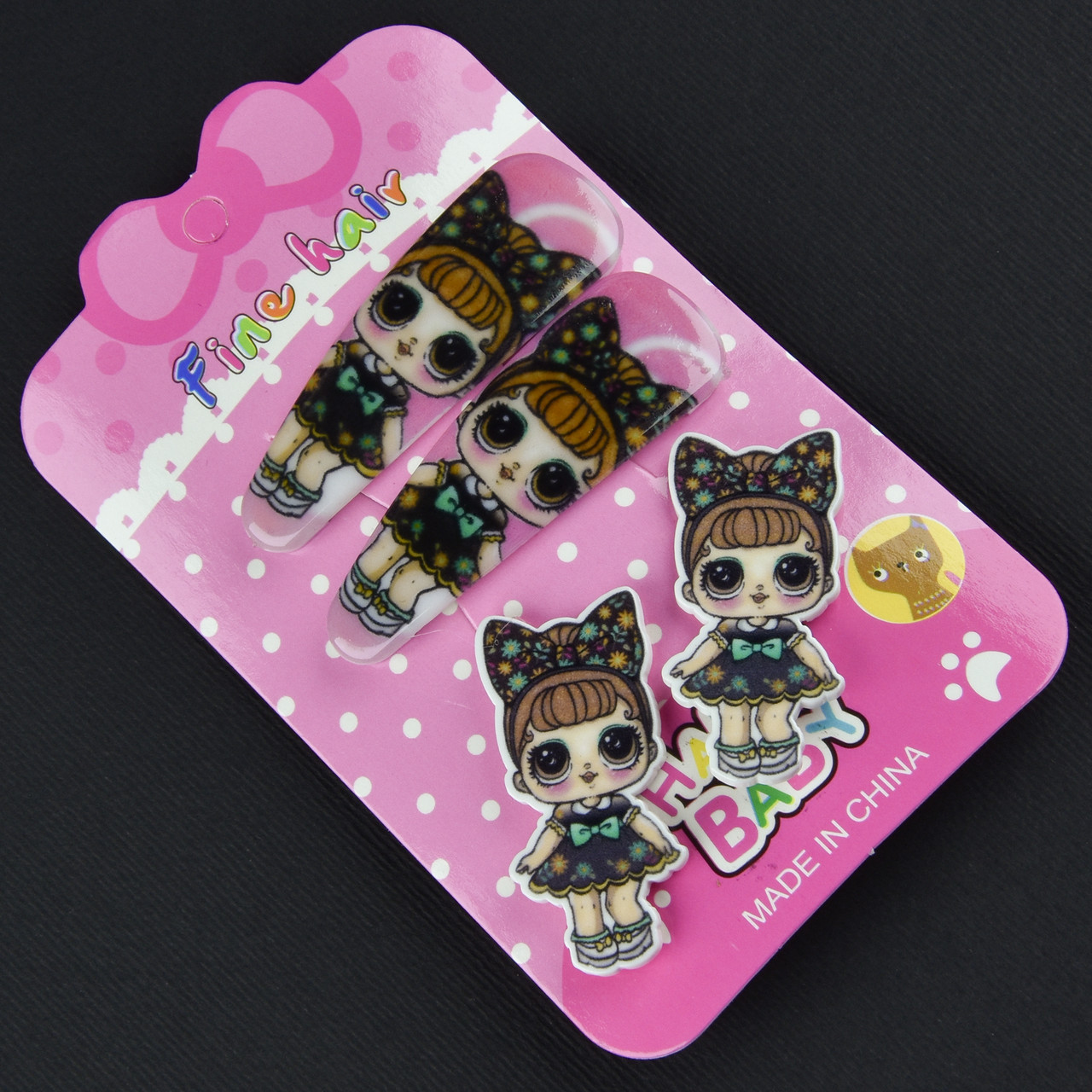 Набір для волосся дитячі гумки та шпильки з лялечками розмір шпильок 5х2 см - фото 1 - id-p1892030900