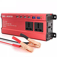 Автомобильный инвертор 12V 220V EAFC Power Inverter DC to AC 12V to 220V 2000W max. 3 розетки, 4 USB