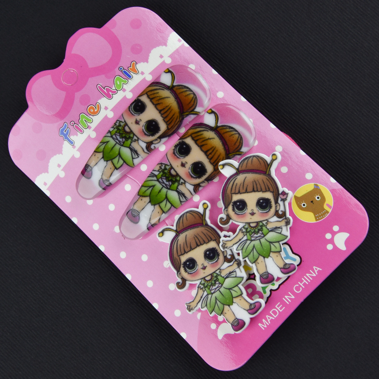 Набір для волосся дитячі гумки та шпильки з лялечками розмір шпильок 5х2 см - фото 1 - id-p1892031726