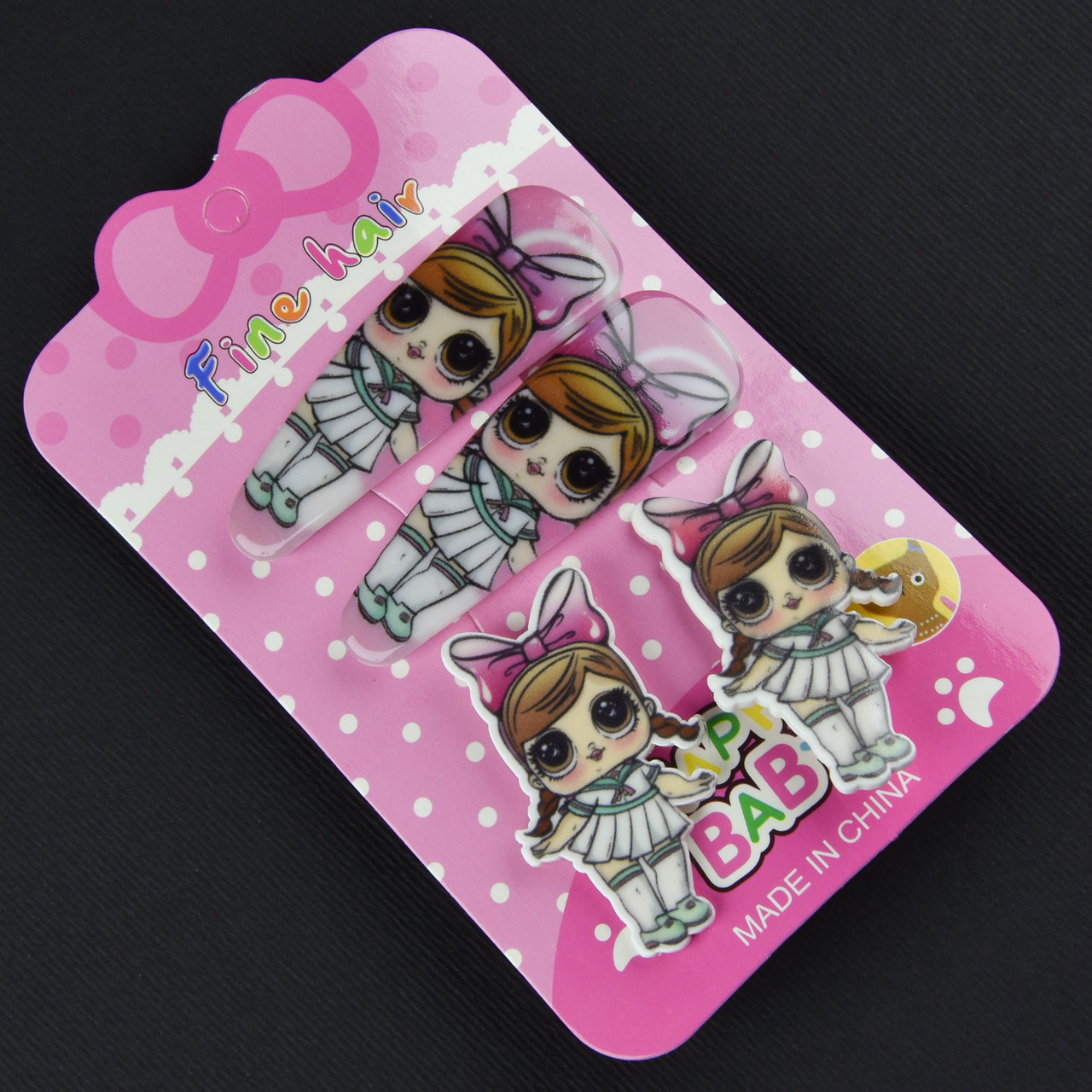 Набір для волосся дитячі гумки та шпильки з лялечками розмір шпильок 5х2 см - фото 1 - id-p1892031769