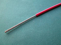 Трос із червоним ПВХ покриттям, плетіння 7х7, нержавіюча сталь А4 (AISI 316)