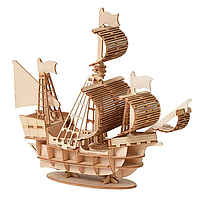 Декоративная деревьяная игрушка-пазл 3D "Корабль"