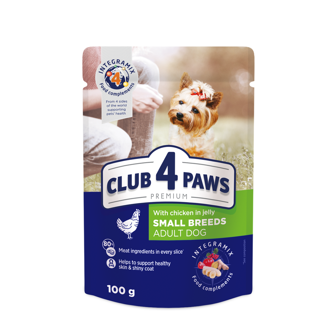 Club 4 Paws Premium Adult Клуб 4 лапи вологий корм для собак малих порід, курка в желе 0.1КГх24ШТ