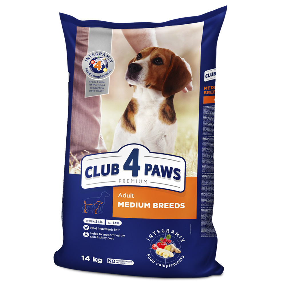 Club 4 Paws Premium Adult Клуб 4 лапи сухий корм для дорослих собак середніх порід 14КГ