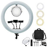 Кільцева світлодіодна лампа 50 см із дзеркалом сумкою та 3 тримачами LED селфі кільце з пультом для фото відео, фото 10
