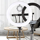 Кільцева світлодіодна лампа 50 см із дзеркалом сумкою та 3 тримачами LED селфі кільце з пультом для фото відео, фото 2