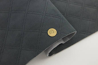 Автовелюр графітовий термо-стьобаний подвійний ромб, на поролоні 2мм, синтепоні і сітці, ширина 140см