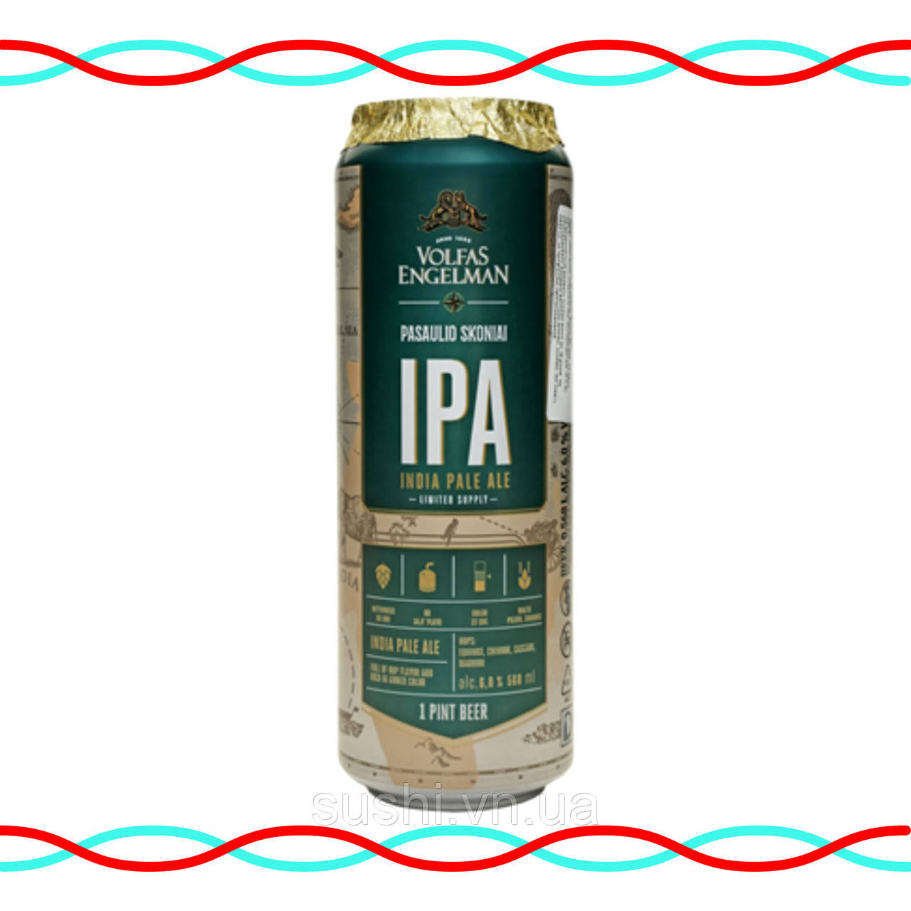 Пиво Volfas Engelman IPA світле фільтроване 568мл.