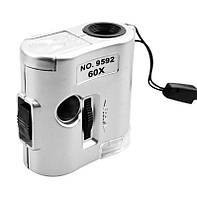 Мікроскоп міні NO.9592-1, збільшення 60Х, підсвічування +UV (3LR43)