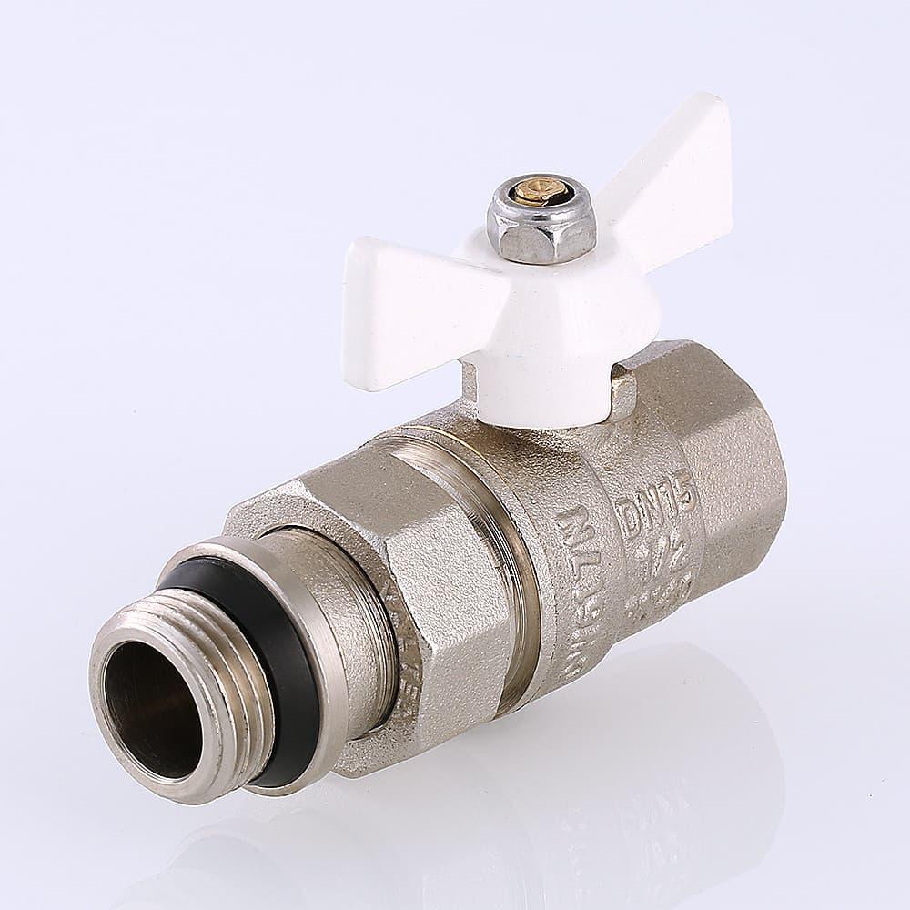 Кран шаровой с американкой Valtec DN 1/2" (PN 40) с белой ручкой (Италия) VT.227.NRW.04 - фото 3 - id-p1892044165