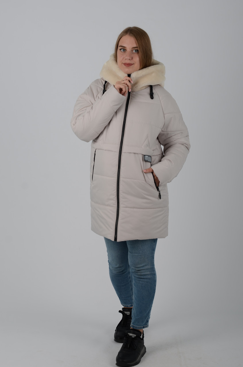 Жіноча куртка єврозима молочна Aziks м-212
