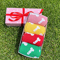 Набор носков женских высоких демисезонных ярких красочных с приколом 36-41 4 пары в подарочной коробке BG
