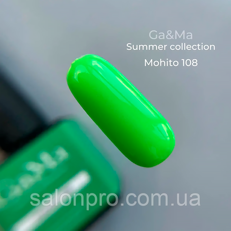 Ga&Ma Summer Collection No108 Mohito — гель-лак, літня колекція, мохіто, 10 мл