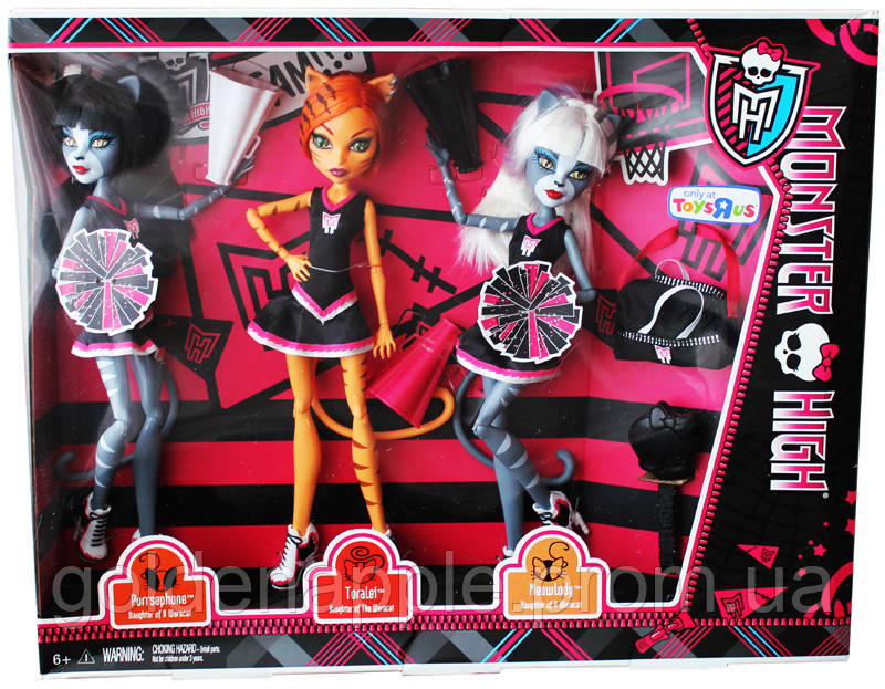 Куклы монстер хай Черлидеры Monster High 3-PACK FEARLEADING Werecats TORALEI Meowlody and Purrsephone - фото 2 - id-p1892085908