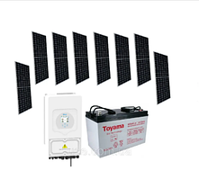 Сонячна електростанція 3 кВт із GEL акумуляторами (гібридний інвертор + панелі 8 шт + АКБ 12В 100 А*год 4 шт)