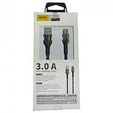 USB кабель Aspor AC-08 Micro Nylon LED 3A/1м- чорний, фото 3