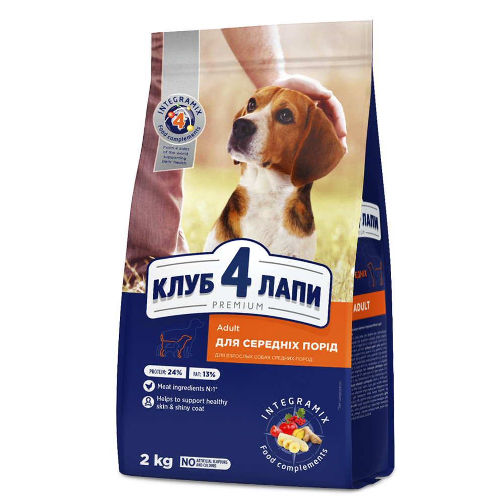Club 4 Paws Premium Adult Клуб 4 лапи сухий корм для дорослих собак середніх порід 2КГ