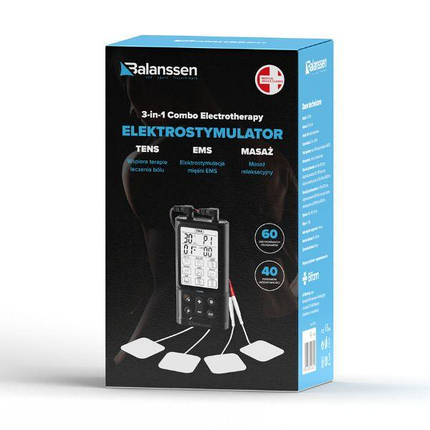 Професійний електростимулятор м'язів TENS/EMS/MASSAGE Balanssen 3 в 1 BIC, фото 3
