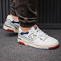 Мужские кроссовки New Balance 550 (белые с бордовым и синим) удобные качественные кроссы 2383