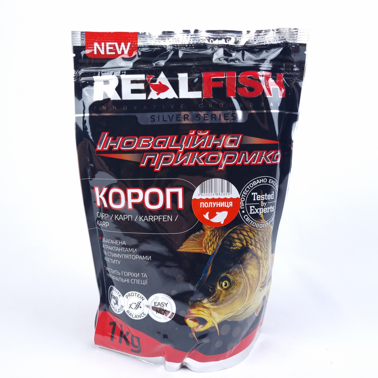 Прикормка на коропа Real Fish 1кг Карп Полуниця