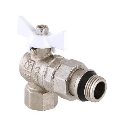 Кран з американкою кутовий Valtec BASE DN 1/2" (PN 40) з білою ручкою (Італія) VT.228.NRW.04, фото 1