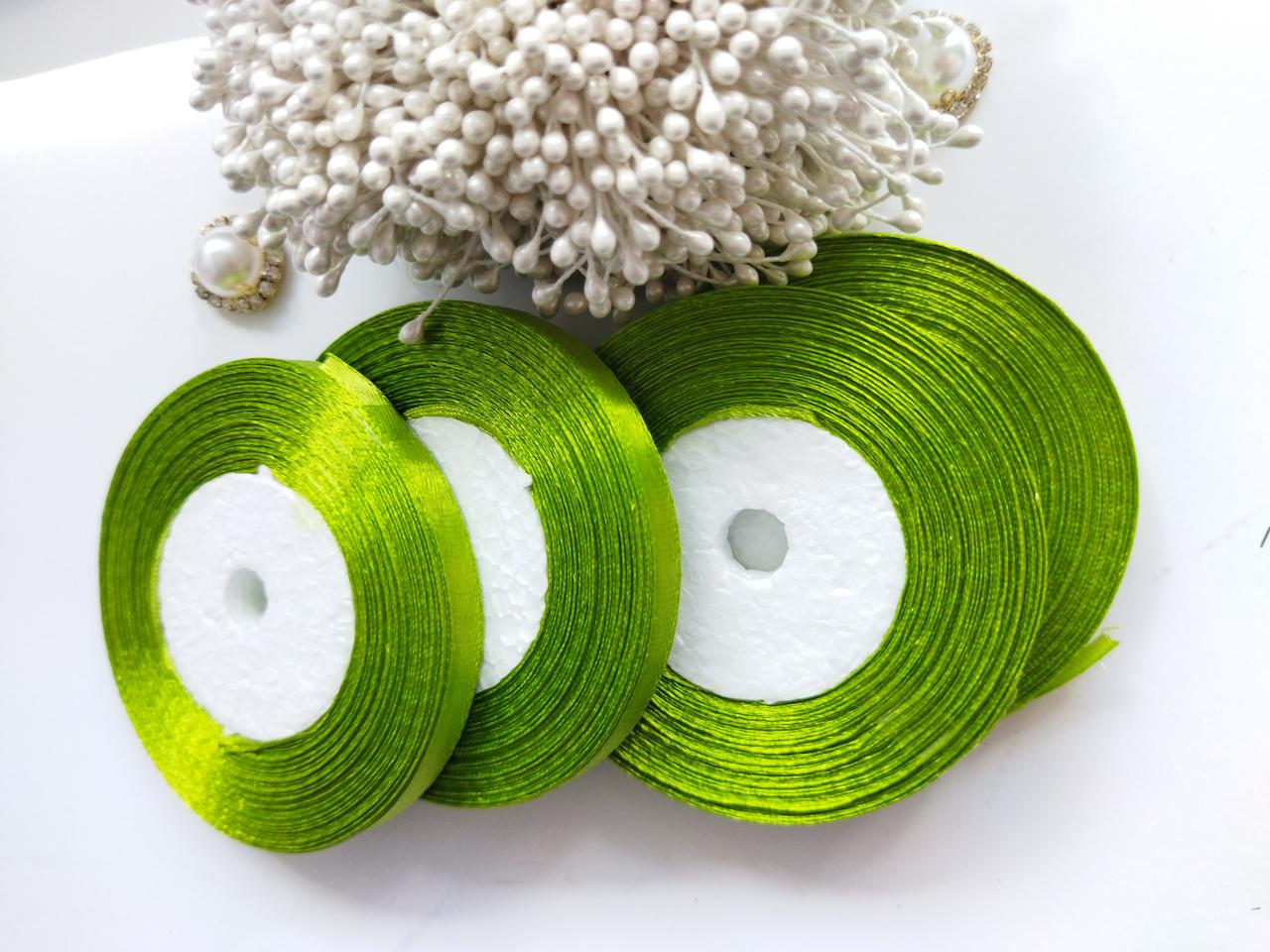 Стрічка атласна №184 (хакі) завширшки 0,6 см 33 м, фото 1