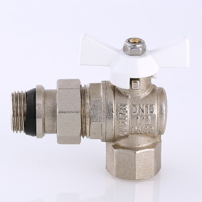 Кран с американкой угловой Valtec BASE DN 1/2" (PN 40) с белой ручкой (Италия) VT.228.NRW.04 - фото 4 - id-p1892147496