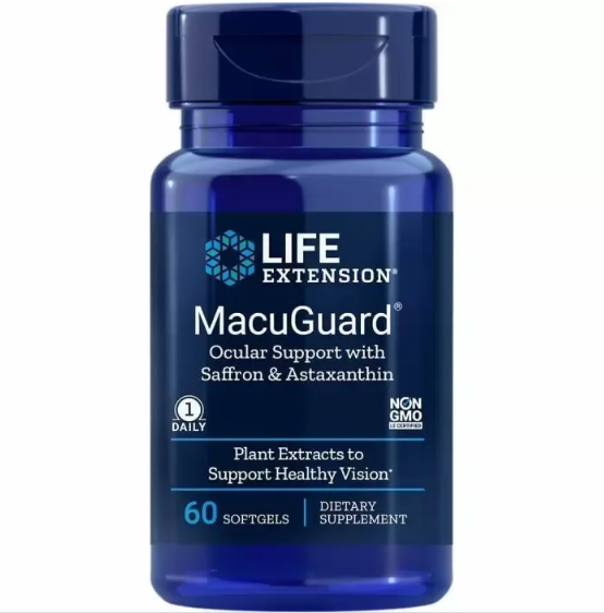 Life Extension MacuGuard Ocular Support / Підтримка здоров'я очей із шафраном і астаксантином 60 капсул, фото 1