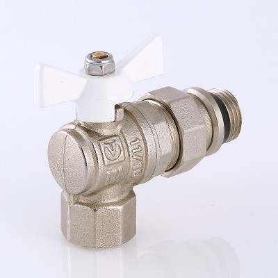 Кран с американкой угловой Valtec BASE DN 3/4" (PN 40) с белой ручкой (Италия) VT.228.NRW.05 - фото 7 - id-p1892153132