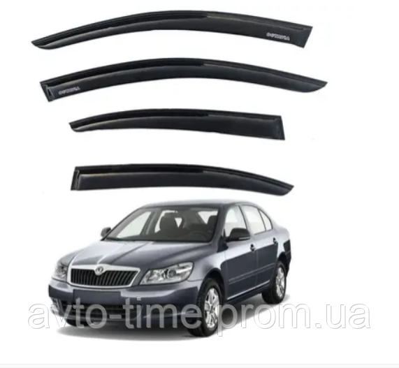 Дефлектори вікон вітровики Skoda Octavia А5 Liftback 2004-2013 (скотч) AV-Tuning