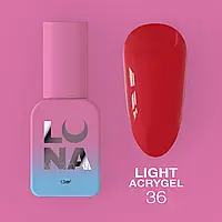 Жидкий гель LunaMoon Light Acrygel №36 насыщенный красный, 13 мл