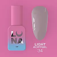 Жидкий гель LunaMoon Light Acrygel №34 пастельный сливовый, 13 мл