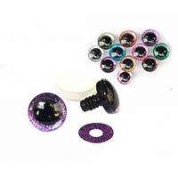Очі для іграшок 9-мм кольорові гвинтові з фіксатором 30 шт., пластикові, 106797