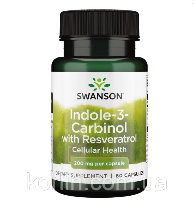Індол-3-карбінол з Ресвератролом Swanson Indole-3-Carbinol with Resveratrol 200 мг. 60 капсул Свенсон США, фото 1