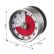 Надійний механічний таймер із нержавіючої сталі | кухонний таймер | білий циферблат, фото 2