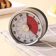 Надійний механічний таймер із нержавіючої сталі | кухонний таймер | білий циферблат, фото 3