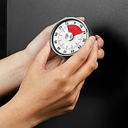 Надійний механічний таймер із нержавіючої сталі | кухонний таймер | білий циферблат, фото 8