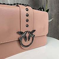 Женская мини сумочка клатч Pinko черная, маленькая сумка Пинко птички Розовый Отличное качество